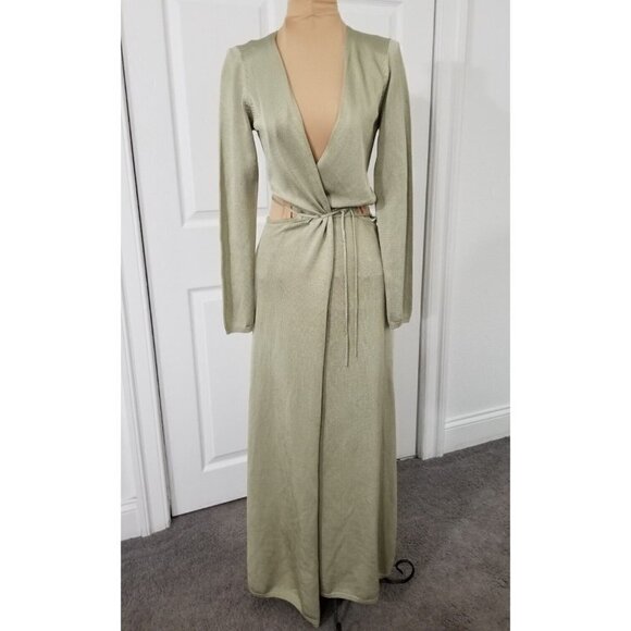 Significant Other Women's Long Sleeve Cutout Wrap Maxi Dress Sage Green Size 4 - Picture 1 of 11